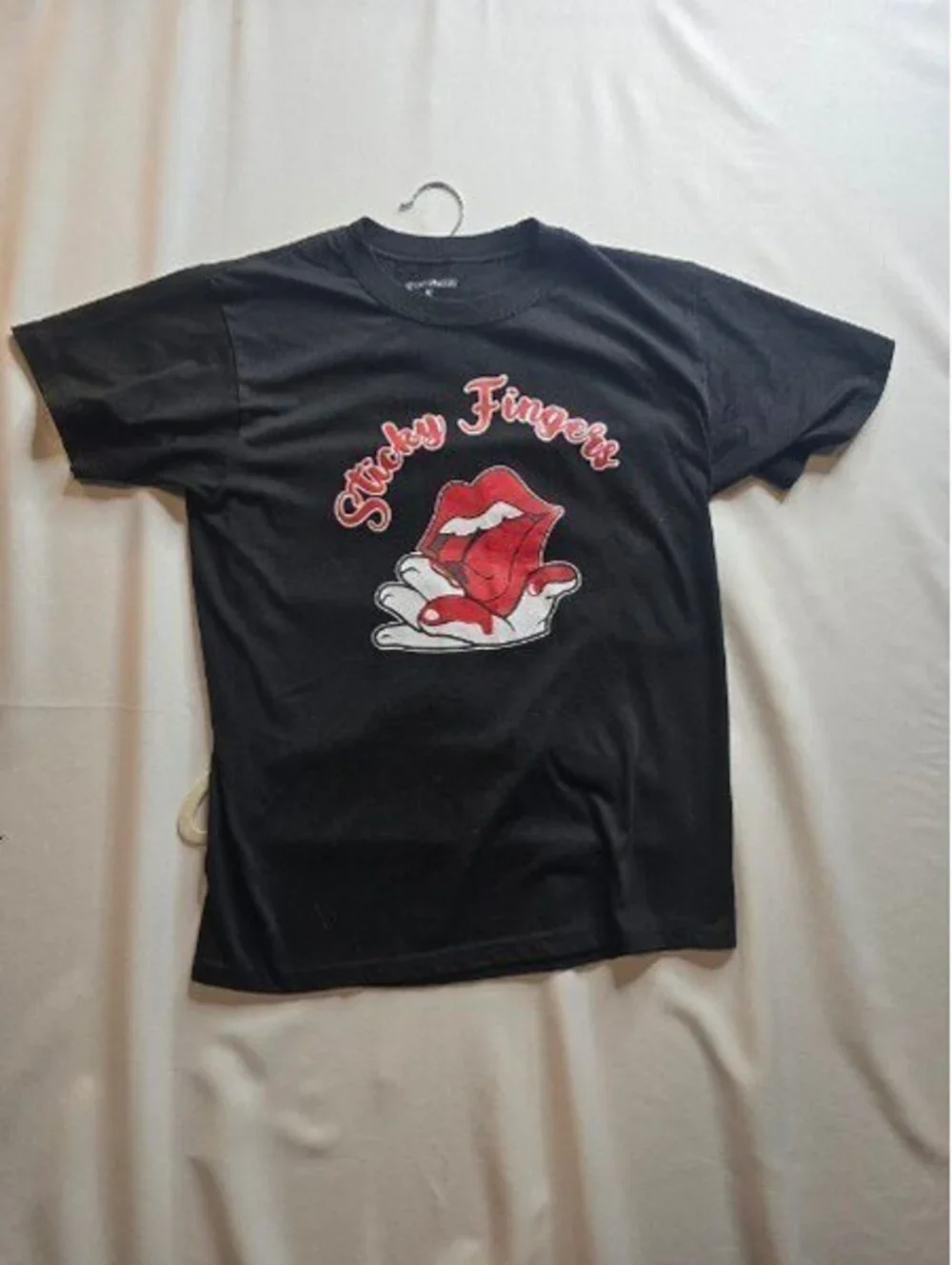 Sticky Fingers Black Graphic T-Shirt Medium